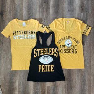 ✨🖤RARE! NFL BUNDLE!🖤✨Pittsburgh Steelers Victoria's Secret PINK NFL Tees-XS